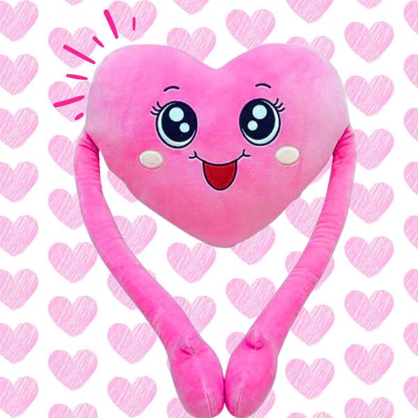 Imagem de Amigos Do Coração De Pelúcia Grande 36cm Rosa Vermelho Infantil Brinquedo DM Toys