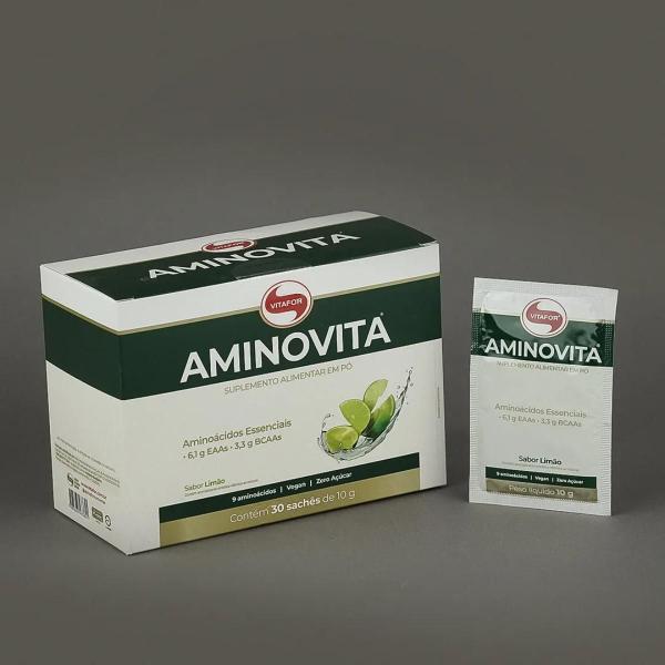 Aminovita Vitafor Aminoácidos Essenciais 30 sachês de 10g Imagem de Aminovita Vitafor Aminoácidos Essenciais 30 sachês de 10g