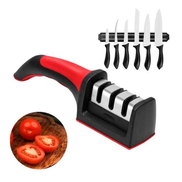 Amolador 3 Em 1 Profissional Facas E Tesouras -Prepara E - Black Watch Imagem de Amolador 3 Em 1 Profissional Facas E Tesouras -Prepara E