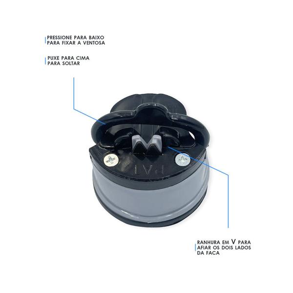 Imagem de Amolador Afiador de Facas e Tesouras com Ventosa Praticidade