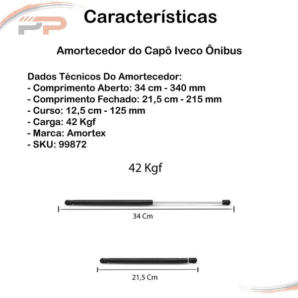 Imagem de Amortecedor Do Capô Iveco ônibus - 34 Cm