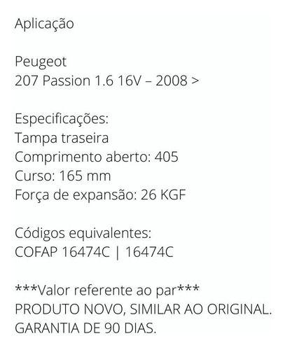 Imagem de Amortecedor do porta mala peugeot 207 sedan passion 2008 á 2015 kit c/2 unidades