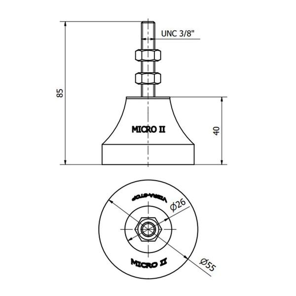 Imagem de Amortecedor Vibra Stop Micro II 3/8" 55mm 280Kg