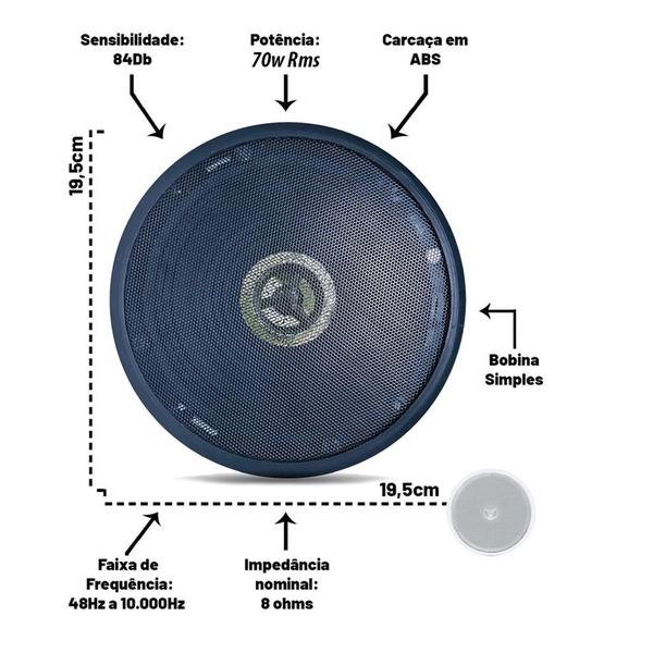 Imagem de Amplificador Bluetooth Som Ambiente +3 Caixa Teto Embutir Pt