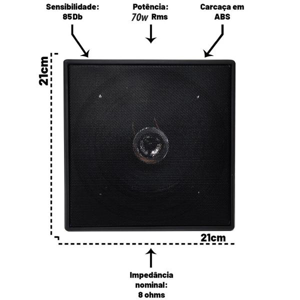 Imagem de Amplificador Bluetooth Som Ambiente 4 Caixa Teto Preta Quadr