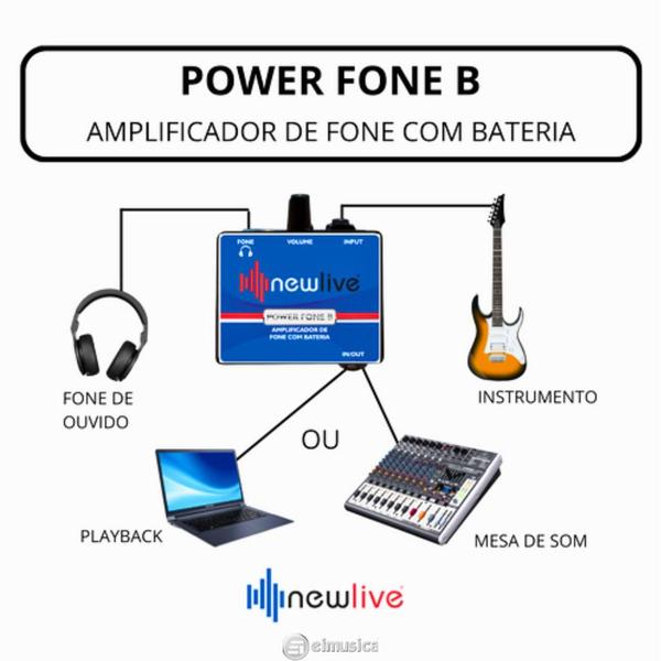 Imagem de Amplificador de fone New Live Com bateria 9V