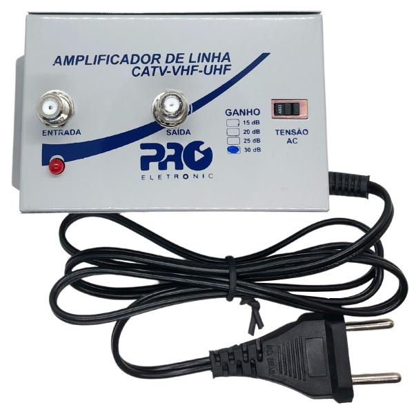 Imagem de Amplificador de Linha VHF UHF HDTV TV Digital 30dB PQAL-3000