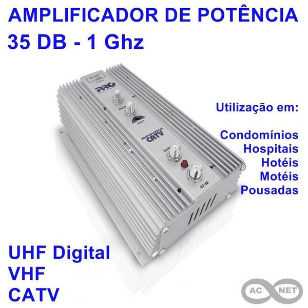 Amplificador De Potência 35 Db Uhf-Vhf-Catv Proeletronic Imagem de Amplificador De Potência 35 Db Uhf-Vhf-Catv Proeletronic