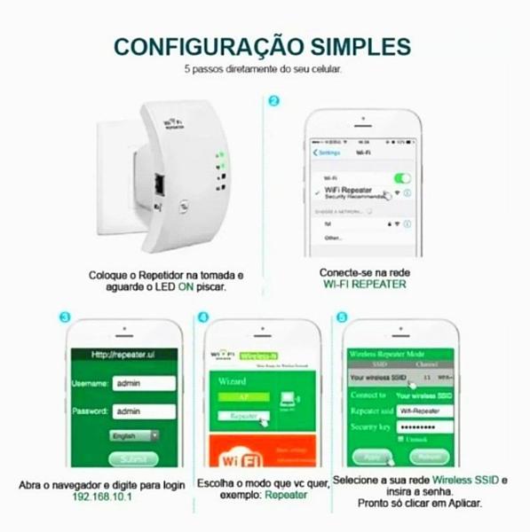 Imagem de Amplificador de Rede Extensor de Sinal Repetidor de Wifi 300mbps