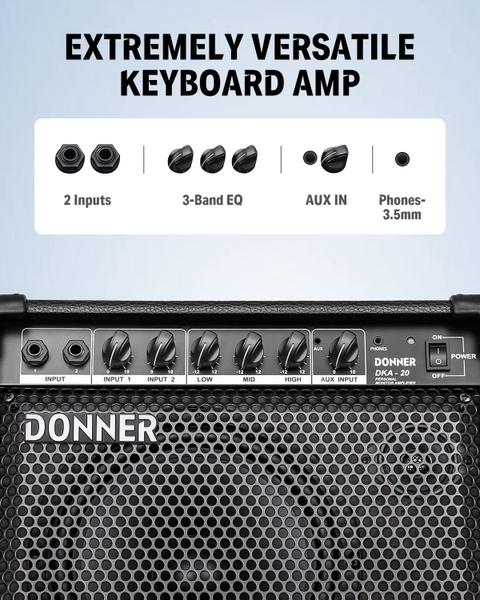 Imagem de Amplificador de teclado Donner DKA-20 20W com entrada auxiliar preta