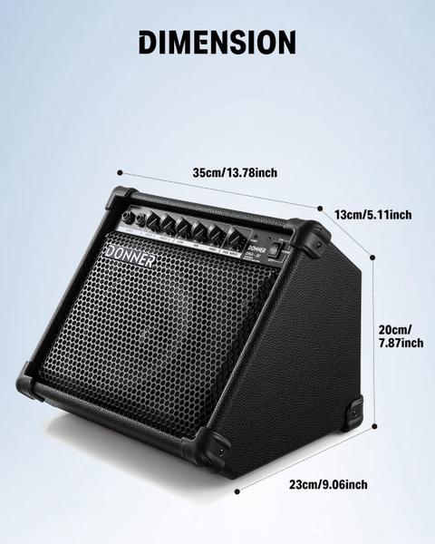 Imagem de Amplificador de teclado Donner DKA-20 20W com entrada auxiliar preta