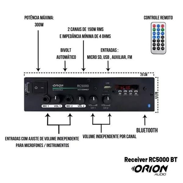 Imagem de Amplificador para som ambiente com bluetooth 300w