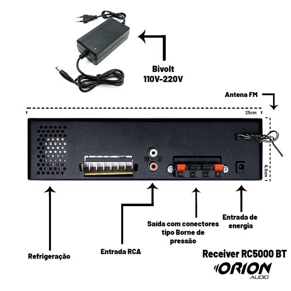 Imagem de Amplificador Som Ambiente Bt 2ch 150w + 2 Caixas 5  Teto Pto