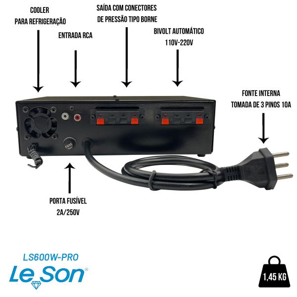 Amplificador Som Loja Casa Ls600 + 6 Arandelas Coaxial Teto - Le Son Imagem de Amplificador Som Loja Casa Ls600 + 6 Arandelas Coaxial Teto