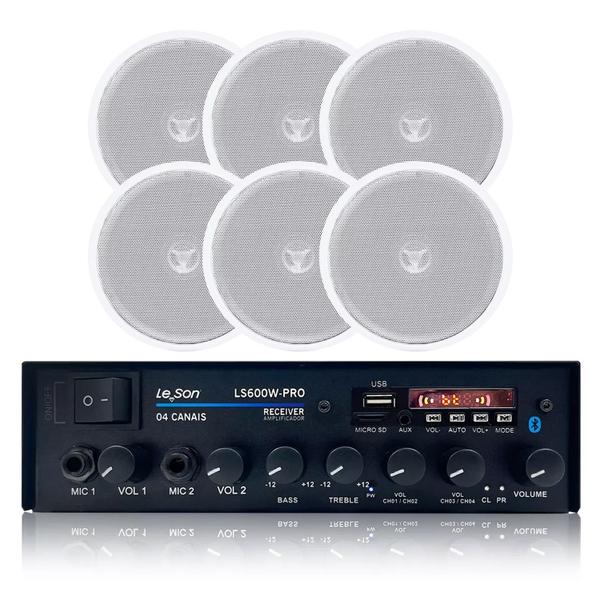 Amplificador Som Loja Casa Ls600 + 6 Arandelas Coaxial Teto - Le Son Imagem de Amplificador Som Loja Casa Ls600 + 6 Arandelas Coaxial Teto