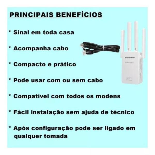 Imagem de Amplifique Seu Sinal: Amplificador De Sinal Wi-Fi 4 Antenas