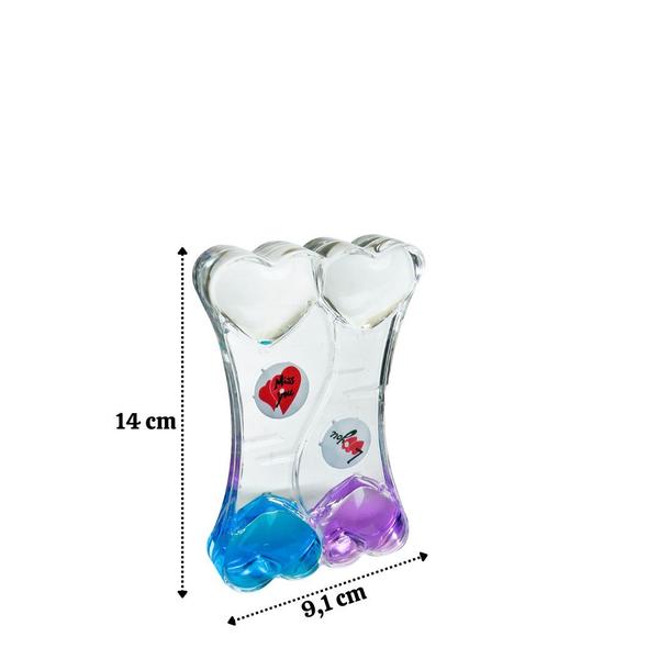 Imagem de Ampulheta de óleo liquido com temporizador coração duplo 