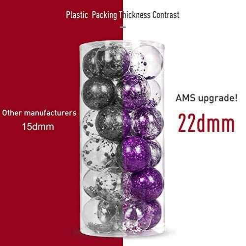 Imagem de AMS 2.76"/24ct Shatterproof Clear Plastic Christmas Ball Ornaments Decorative Xmas Baubles Set with Stuffed Delicate Decorações para Casamento, Ação de Graças,Festa (70mm Roxo)