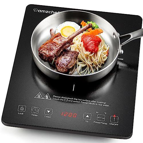 Imagem de AMZCHEF Cooktop de Indução Portátil 1800W com 8 Níveis de Potência (Preto)