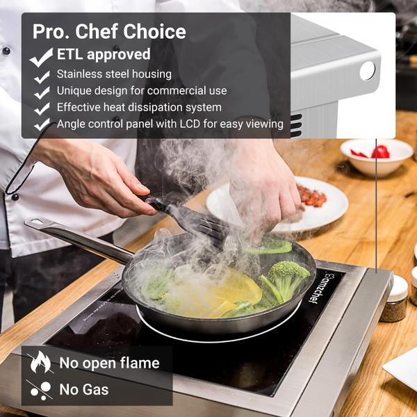 Imagem de AMZCHEF Fogão de Indução Portátil Profissional 1800W com Tela LCD, Prata