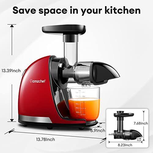 Imagem de AMZCHEF Juicer Masticating de Pressão a Frio com Função Reversa (Vermelho)