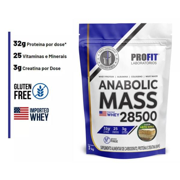 Imagem de Anabolic Mass 28500 - 3kg - Profit Labs Sabor Leite Ninõ