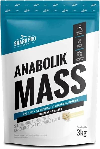 Imagem de Anabolik Mass Pouch Refil 3kg C/ Albumina E Colágeno Chocolate Branco Shark Pro