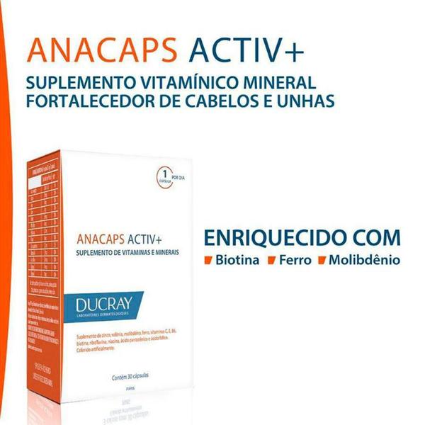 Imagem de Anacaps Activ+ Ducray Vitamina Cabelos e Unhas 30 Cápsulas