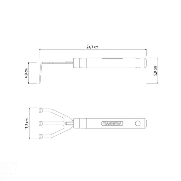 Imagem de Ancinho Metálico com 3 Dentes para Jardinagem Tramontina com Cabo de Madeira