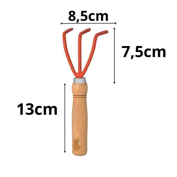 Imagem de Ancinho para Jardim Laranja 3 Dentes com Cabo de Madeira