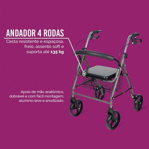 Imagem de Andador 4 Rodas Idoso Dobravel Regulavel Sc302 Hidrolight