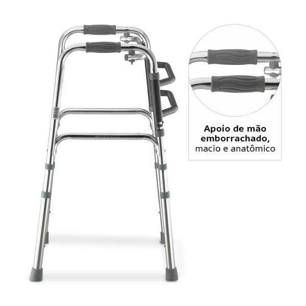 Imagem de Andador Alumínio Dellamed Fixo Articulado Dobrável 130kg D10