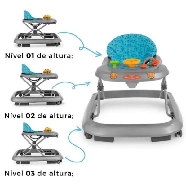 Imagem de Andador Andaja Infantil Musical Para Bebê Acqua Explorador Cinza  Tutti Baby 40.004.002