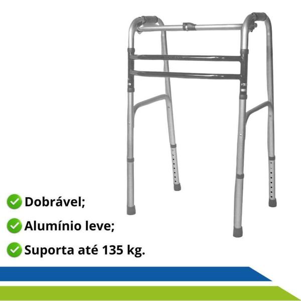 Imagem de Andador Articulado Dobrável em Alumínio 3 Barras Hidrolight