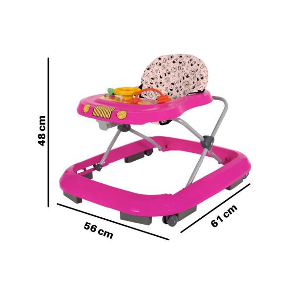 Imagem de Andador Bebe Infantil Andaja Para Menina De 56cm Para Casa Sala Quarto Jardim Rosa Junior Baby