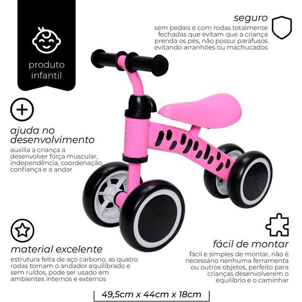 Imagem de Andador Bicicleta De Equilíbrio Infantil Rosa Para Bebês - Zippy Toys