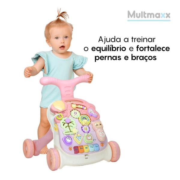 Imagem de Andador Didático e Mesinha de Atividades com Brinquedos Multmaxx Rosa