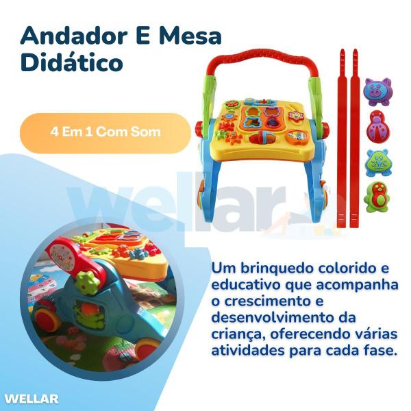 Andador E Mesa Didático 4 Em 1 Com Som - Maral Imagem de Andador E Mesa Didático 4 Em 1 Com Som