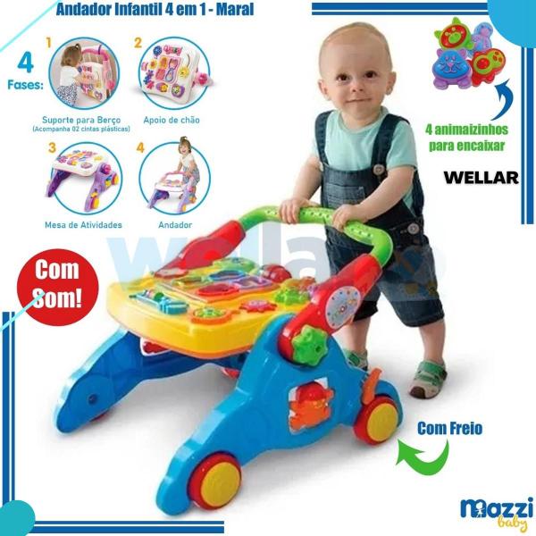 Andador E Mesa Didático 4 Em 1 Com Som - Maral Imagem de Andador E Mesa Didático 4 Em 1 Com Som