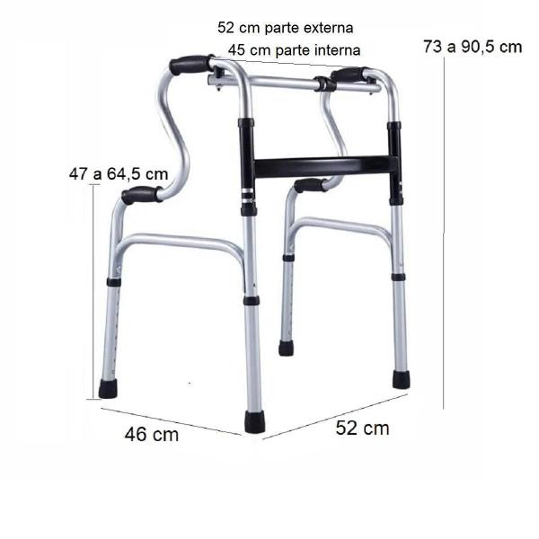 Imagem de Andador Idoso 2 Níveis Fixo/Articulado Alumínio Resistente