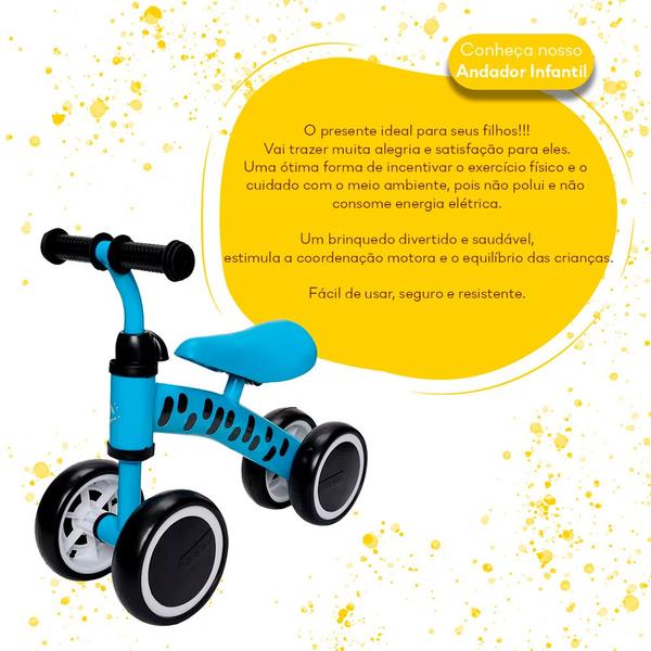 Andador Infantil Bicicleta de Equilíbrio Azul Divertida - Zippy Toys Imagem de Andador Infantil Bicicleta de Equilíbrio Azul Divertida