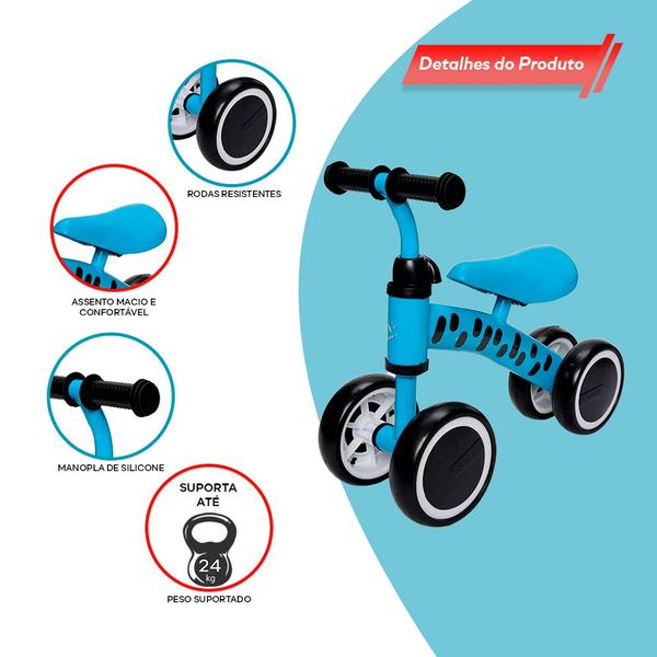 Andador Infantil Bicicleta de Equilíbrio Azul Divertida - Zippy Toys Imagem de Andador Infantil Bicicleta de Equilíbrio Azul Divertida