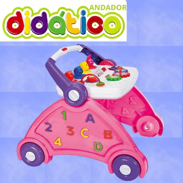 Imagem de Andador Infantil Didático Educativo 3 Em 1 Com Atividades Para Bebê Menina Menino Brinquedos Poliplac