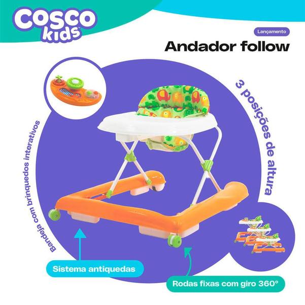 Imagem de Andador Infantil Follow Laranja Cosco