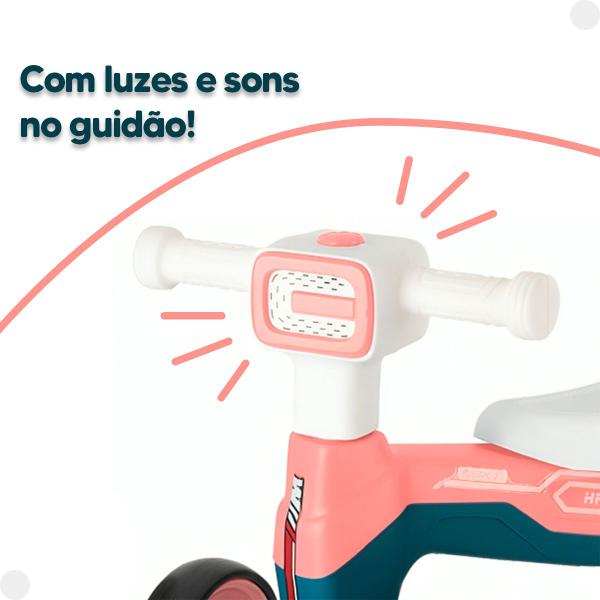 Andador Infantil Motoca Rosa Azul Som E Luzes 8107 - Braskit Imagem de Andador Infantil Motoca Rosa Azul Som E Luzes 8107 - Braskit