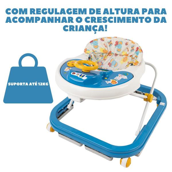 Imagem de Andador Infantil Neném Azul Musical Didático Barato Volante