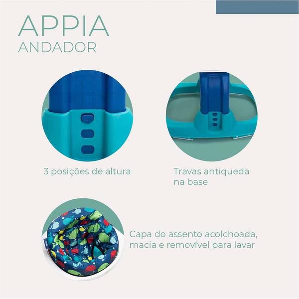 Imagem de Andador Infantil para Bebê - Appia Azul - Infanti