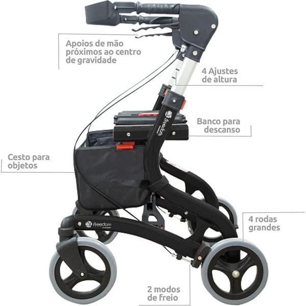 Andador Ortopédico Para Idosos Walker Vinho Tamanho G - Freedom Imagem de Andador Ortopédico Para Idosos Walker Vinho Tamanho G