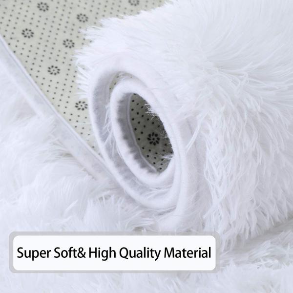 Imagem de Andecor Tapetes Suaves Fluffy Quarto - 5 x 8 Pés Interior Salsicha Área de Pelúcia Tapete para Meninos Meninas Crianças Baby College Dormitório Sala de Estar Casa Decoração Piso Tapete, Branco