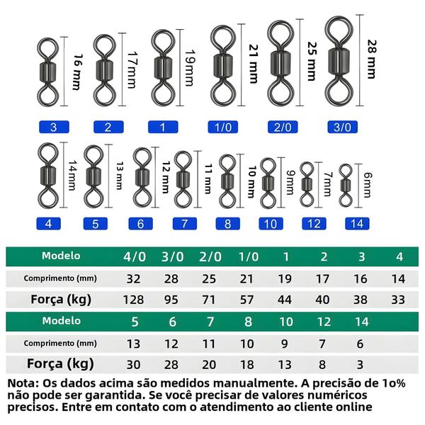 Imagem de Anéis de Pesca Giratórios de Aço Inoxidável (100 Peças) - Conectores para Iscas e Acessórios